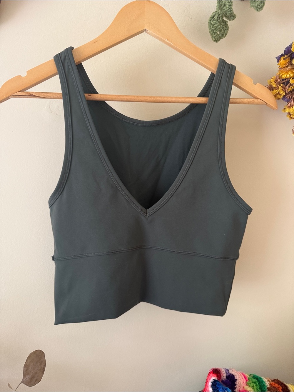 Lululemon Power Pivot Athletic Crop Tank Top Olive